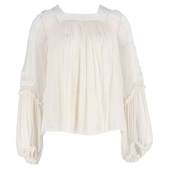 Chloé Flowy Blouse in Ivory Silk